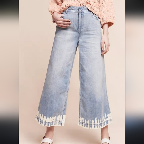 Pilcro and the Letterpress Denim - Pilco Ultra High Rise Wide Leg Bleached Hem Jeans Size 27 Anthropologie